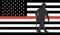 Thin Red Line Firefighter Flag Vector. USA flag remembering, memories on fallen fire fighters officers on duty. Firefighter member