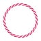 Thin round swirl candy cane background border. Hard candy frame.