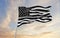 Thin Silver Line USA flag waving at cloudy sky background on sunset, panoramic view. Correction Officers, Jailers, Probation