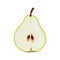 Thin slice of green pear. Isolated vector sliced fruit in flat style. Summer clipart for design