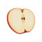 Thin slice of red apple. Isolated vector sliced fruit in flat style. Summer clipart for design