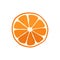 Thin slice of red orange. Isolated vector sliced fruit in flat style. Summer clipart for design