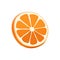 Thin slice of red orange. Isolated vector sliced fruit in flat style. Summer clipart for design