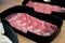 Thin sliced raw beef for prepare cooking Shabu Shabu
