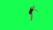 A thin woman in green screen without hair with scarred face and body and dark sk