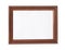 Thin wooden frame isolated on a white background with empty space, dark rectangular brown  wood border