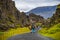 Thingvellir national park, Pingvallavatn huge tectonic plates drifting cracks and tourists on Iceland, summer time