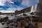 Thingvellir waterfall. Autumn landscape