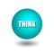 THINK on blue circle isolated vector icons on white background.