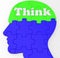 Think Brain Profile Shows Concept Of Ideas