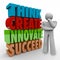 Think Create Innovate Succeed 3d Words Thinker Person