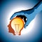 Think extra concept, bulb with human head