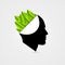 Think Green concept. Open head with leafs. Vector