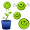 Think Green Smiley Face Cartoon Characters