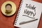 Think happy inspirational handwriting