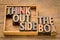 Think outside the box concept in wood type