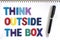 Think outside the box quotes business concept