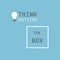 Think outside the box word and the lightbulb flat icon.