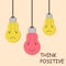 Think positive color bulb design concept, stock vector illustration