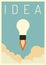 Think Successful vision idea concept with icon of light bulb with jet . Eps10 illustration, Symbol Growth, economy, investm