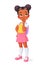 Thinking African American school girl. Cartoon vector illustration.