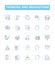 Thinking and brainstorm vector line icons set. Ideation, Brainstorming, Ponder, Conceptualize, Consider, Analyse