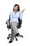 Thinking businesswoman sitting on office chair