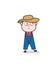 Thinking Cartoon Farmer Boy Face Vector