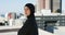 Thinking, city and portrait of Muslim girl on rooftop with ideas, vision and contemplating. Beauty, empowerment and
