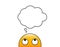 Thinking emoticon person character. Vector character looking up at a empty comic cartoon bubble. Transparent background