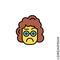 Thinking face emoji yellow girl, woman icon. style sign for mobile concept and web design. Emoji pondering face simple vector icon