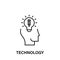 thinking, head, bulb, pen, technology icon. Element of human positive thinking icon. Thin line icon for website design and