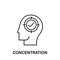 thinking, head, concentration, target, check icon. Element of human positive thinking icon. Thin line icon for website design and