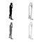 Thinking man standing silhouette Pensive person side view icon set grey black color illustration outline flat style simple image