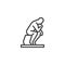 Thinking man statue line icon