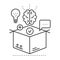 Thinking outside box,idea management vector line icon, sign, illustration on background, editable strokes