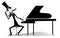 Thinking pianist or composer and piano isolated illustration