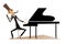 Thinking pianist or composer and piano isolated illustration