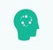 Thinking process, brain load icon, learning logo, memories symbol, human head, vector illustration