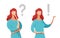 Thinking woman flat vector characters set