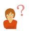 Thinking young woman illustration  with question mark