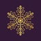 Thinline golden snowflake icon. Foil snow flake stencil blueprint.