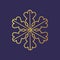 Thinline golden snowflake icon. Foil snow flake stencil blueprint.