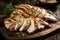 Thinly Sliced Grilled Chicken Meat. AI