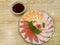 Thinly sliced Sashimi. Tuna. Salmon. Yellowtail. Japanese delicacy