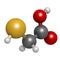 Thioglycolic acid (TGA) molecule. Used in chemical depilation and for making permanent waves (perms) in hair. The latter involves