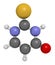 Thiouracil drug molecule. Obsolete drug molecule, previously used in the treatment of Graves\\\' disease. 3D rendering. Atoms are