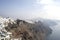 Thira, Santorini - panoramic view. Panoramic view Traditional famous white houses and churches in Thira town on Santorini island