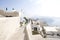 Thira, Santorini - panoramic view. Panoramic view Traditional famous white houses and churches in Thira town on Santorini island