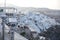 Thira, Santorini - panoramic view. Panoramic view Traditional famous white houses and churches in Thira town on Santorini island